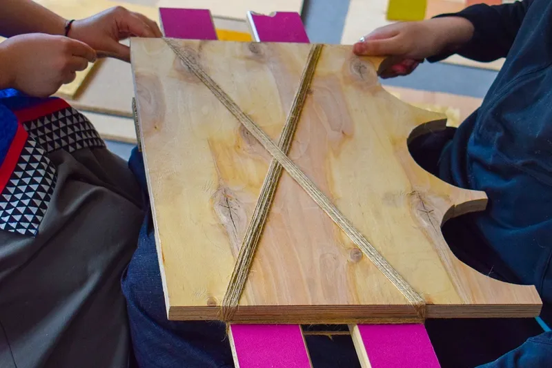 Weaving together wood composites scraps